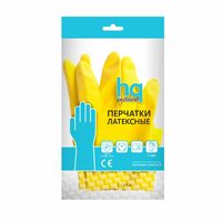 Перчатки латексные размер L повышенной прочности, с х/б напылением Home Queen Profiline желтый
