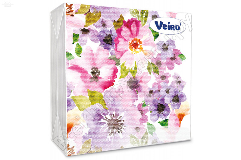 Салфетки 33х33 см 3 слоя 20 шт/уп с рисунком Акварель VEIRO Салфетки 33х33 см 3 слоя 20 шт/уп с рисунком Акварель VEIRO