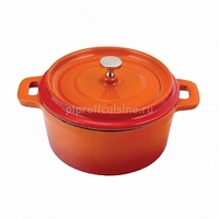 Кастрюля порционная 450 мл D12 см чугун эмалированая оранжевая P.L. Proff Cuisine