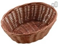 Корзина плетен.д/хлеба овал. полиротанг  H6.5,L18,B13см; тем.корич.