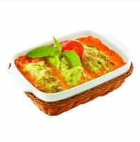 Форма для запекания 22х14 см, H5 см  с плетной подставкой фарфор  La Chef P.L. Proff Cuisine