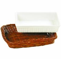 Форма для запекания 17,5х11,5х3,5 см  с плетной подставкой фарфор  La Chef P.L. Proff Cuisine