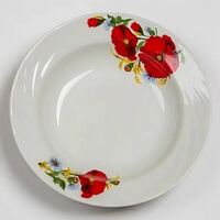 Тарелка глубокая 20 см   Маки красные Добрушский фарфоровый завод