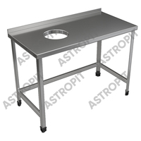 Стол для сбора отходов  с бортом  нерж сталь  отв 250 слева    900х600х870