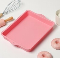 Форма силиконовая для выпечки с ручками Доляна Прямоугольник 30×22 см, цвет роз