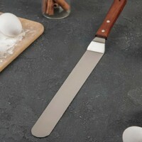 Лопатка 41 см нерж.сталь узкая изогнутая  деревянная ручка 