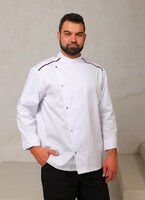 Китель мужской белый, кант красный-синий с длинным рукавом р. 48-50  Вилан