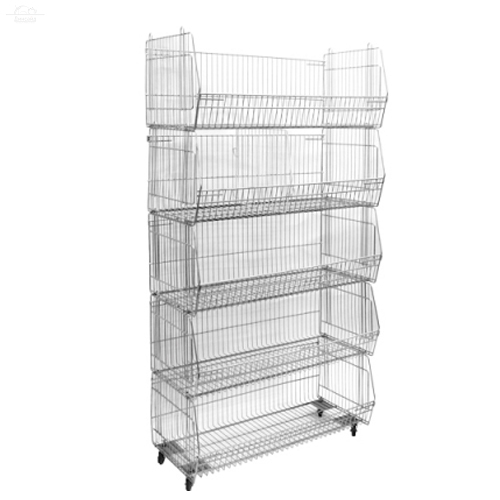 Сетчатый стеллаж Юнитрейд 5 ярусов металл на колесах Сетчатый стеллаж Юнитрейд 5 ярусов металл на колесах