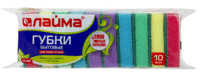 Губка для посуды МАКСИ 10 шт/уп, разноцветный, LAIMA