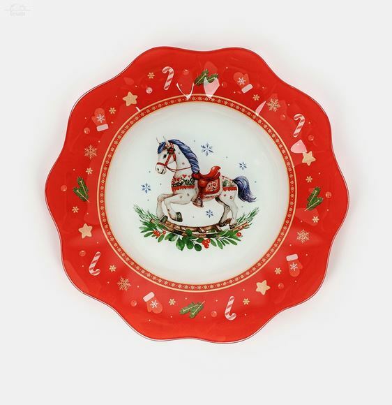 Тарелка мелкая 23 см новогодняя "Игрушки" НЕТ Тарелка мелкая 23 см новогодняя "Игрушки" НЕТ