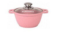 Кастрюля 1 л D16 см  литой алюминий с а/п покрытием со стеклянной крышкой Роза Kukmara