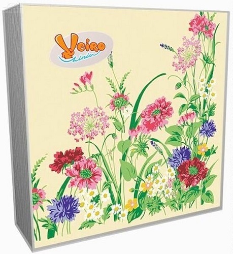 Салфетки 33х33 см 3 слоя 20 шт/уп с рисунком Полевые цветы VEIRO Салфетки 33х33 см 3 слоя 20 шт/уп с рисунком Полевые цветы VEIRO