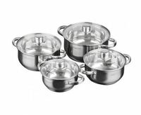 Набор кастрюль 8 пр. 1,6л+2,2л+3,2л+4,2л нерж.сталь со стеклянной крышкой Грета Катунь Набор кастрюль 8 пр. 1,6л+2,2л+3,2л+4,2л нерж.сталь со стеклянной крышкой Грета Катунь