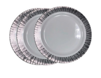 Тарелка пластиковая D220 мм 6 шт/упак белый серебряный луч Complement Shine PS