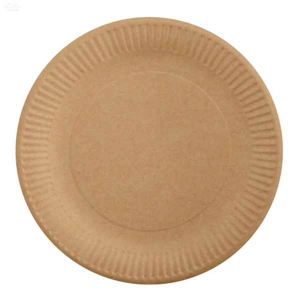 Тарелка бумажная D180 мм столовая крафт ЭКО Тарелка бумажная D180 мм столовая крафт ЭКО