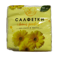 Салфетки 24х24 см 1 слой 50 шт/уп  LOTTI лимонный  Унипак Сервис