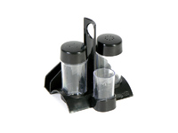 Набор для специй 3 предмета (соль, перец, зубочистки) + салф.  Рондо черный Berossi  пластик(868813)