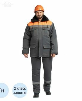 Костюм рабочий зимний мужской з35-КПК с СОП серый/оранжевый (размер 120-124 (60-62), рост 182-188) Костюм рабочий зимний мужской з35-КПК с СОП серый/оранжевый (размер 120-124 (60-62), рост 182-188)