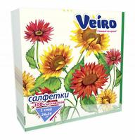 Салфетки 33х33 см 3 слоя 20 шт/уп с рисунком   Подсолнух целлюлоза VEIRO