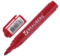 Маркер перманентный BRAUBERG, КРАСНЫЙ, круглый наконечник Маркер перманентный BRAUBERG, КРАСНЫЙ, круглый наконечник