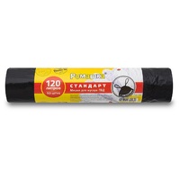 Пакет для мусора с завязками 120 л 70х110 см 10 шт/рул ПВД