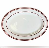 Блюдо овальное 24 см  Red Vintage фарфор белый с красным кантом