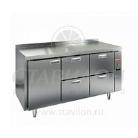 Стол холодильный GN с бортом GN 122/TN HICOLD  -2...+10°С   1 дверь, 4 ящика  нержавеющая сталь
