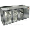 Стол холодильный GN со стеклянными дверями с бортом GNG 111 BR3 HT HICOLD  -2...+10°С   3 двери  нержавеющая сталь