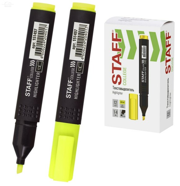 Текстовыделитель STAFF College "STICK HL-497", ЖЕЛТЫЙ, 1-4 мм Текстовыделитель STAFF College "STICK HL-497", ЖЕЛТЫЙ, 1-4 мм