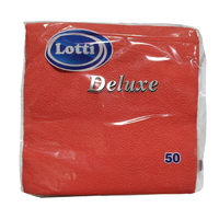 Салфетки 24х24 см 1 слой 50 шт/уп  DELUXE красный  Унипак Сервис