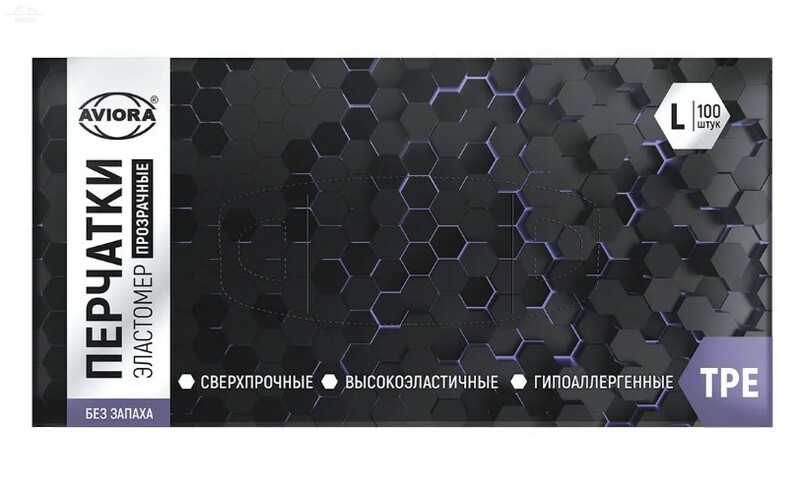 Перчатки ТПЭ размер L 100 шт/уп прозрачный AVIORA - ЧЗ Перчатки ТПЭ размер L 100 шт/уп прозрачный AVIORA - ЧЗ