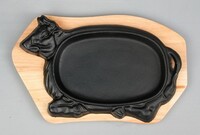 Блюдо для подачи "Корова", чугун, на деревянной подставке P.L. Proff Cuisine НЕТ