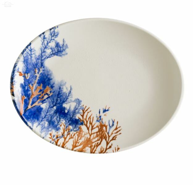 Блюдо овальное 36х28 см Аквелис Bonna фарфор белый с рисунком Блюдо овальное 36х28 см Аквелис Bonna фарфор белый с рисунком