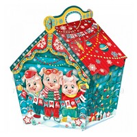 Коробка для подарка 1,5 кг Избушка символ Поросята