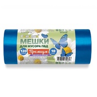 Пакет для мусора 120 л 70х110 см 40 мкм 10 шт/рул ПВД синий  Ромашка