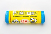 Пакет для мусора 120 л 70х110 см 11 мкм 10 шт/рул ПНД  синий  Ромашка