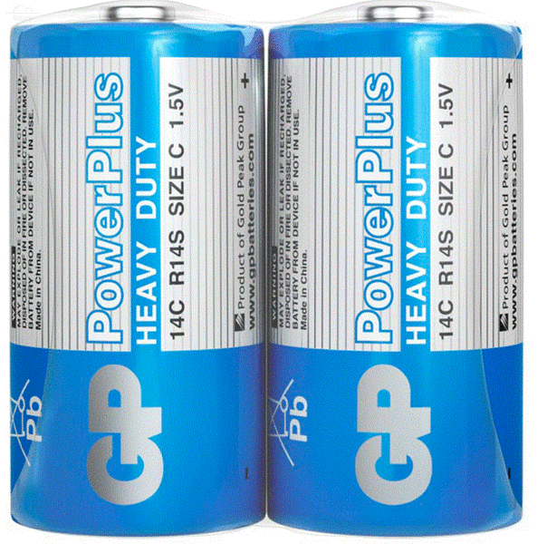 Батарейки КОМПЛЕКТ 2 шт., GP PowerPlus C (14C), солевые, в пленке, 14CEBRA-2S2 Батарейки КОМПЛЕКТ 2 шт., GP PowerPlus C (14C), солевые, в пленке, 14CEBRA-2S2