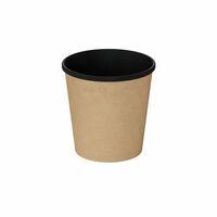 Контейнер  520 мл D-102 мм под суп OneBowl UP bottom гофр.картон BLAC ОТГРУЖАТЬ С КРЫШКОЙ OneBowl U