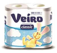 Бумага туалетная 2 слоя 4 рул/уп   Classic белый  VEIRO