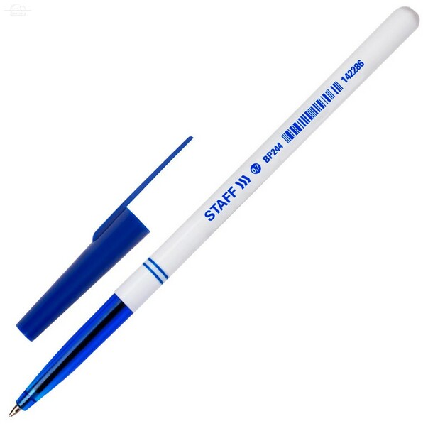 Ручка шариковая STAFF "Basic BP-244", СИНЯЯ, корпус белый, узел 0,7 мм, линия письма 0,35 мм Ручка шариковая STAFF "Basic BP-244", СИНЯЯ, корпус белый, узел 0,7 мм, линия письма 0,35 мм