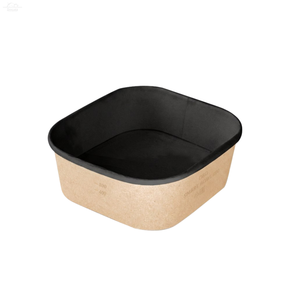 Контейнер SMART BOWL 145/124х145/124х51 мм 690 мл крафт / черный OSQ Контейнер SMART BOWL 145/124х145/124х51 мм 690 мл крафт / черный OSQ