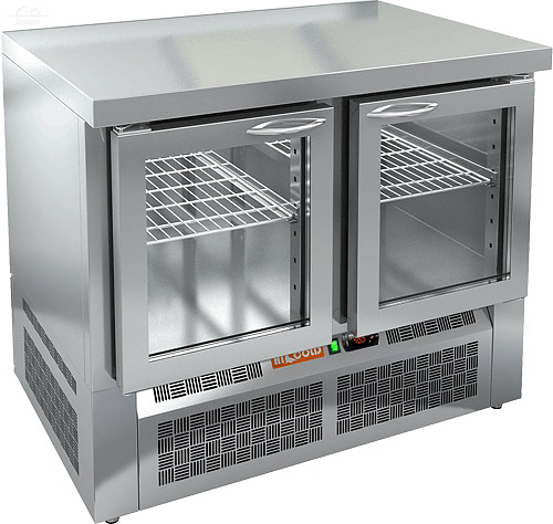 Стол холодильный 600 со стеклянными дверями островной SNEG 11/HT O HICOLD -2...+10°С 2 двери нержавеющая сталь Стол холодильный 600 со стеклянными дверями островной SNEG 11/HT O HICOLD -2...+10°С 2 двери нержавеющая сталь