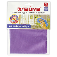 Салфетка ДЛЯ СТЕКОЛ И ЗЕРКАЛ 30х30 см 1 шт/уп  микрофибра гладкая  Лайма