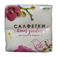 Салфетки 24х24 см 1 слой 100 шт/уп   белый целлюлоза LOTTI
