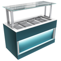 Салат-бар Охлаждаемый АСБХ-С2Н-О41 Astropit 4 GN 1/1 Сура  полка по центру, LED подсветка  двойной фасад с подсветкой ниши, белый камень