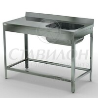 Стол производственный с 1 ванной моечной ВМТ-ОП 1200/600/870 ТНН с бортом цельнотянутая    450х200х302