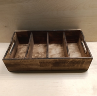 Ящик для сервировки столовых приборов  400х250 мм, H100 мм 4х секционный  бук с обжигом