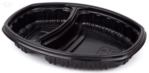 Контейнер овальный 2 секции 257х202 мм H37+35 мм PP черный Контейнер овальный 2 секции 257х202 мм H37+35 мм PP черный