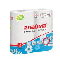 Полотенца бумажные 2 слоя 2 рул/уп   ЛАЙМА белый