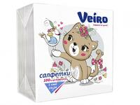 Салфетки 24х24 см 1 слой 50 шт/уп с рисунком Котик NEW целлюлоза VEIRO